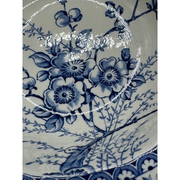 Antique midway decor Alfred Meakin England Blue & White Floral Soup Bowl READ - Picture 7 of 8